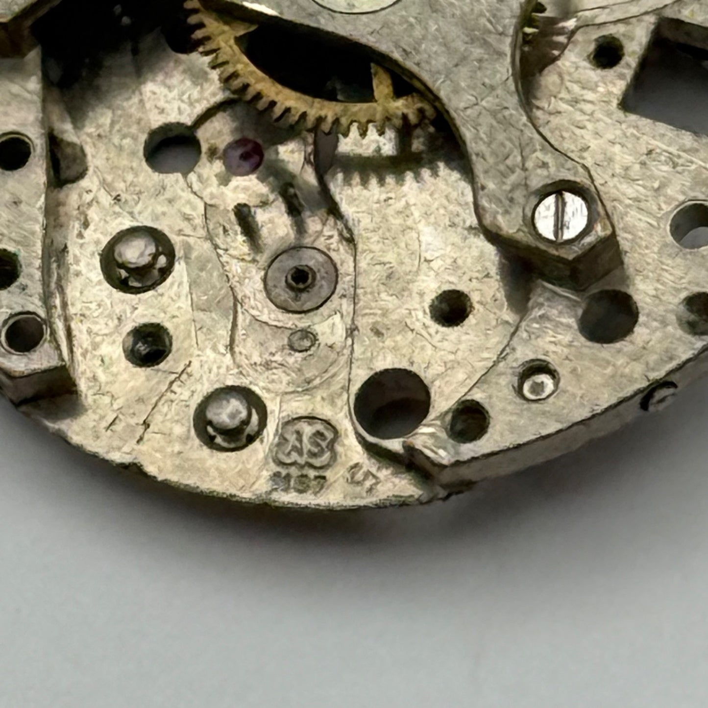 AS 1187 Watch Movement Manual Wind Vintage Swiss Incomplete Parts Repair 23.6mm