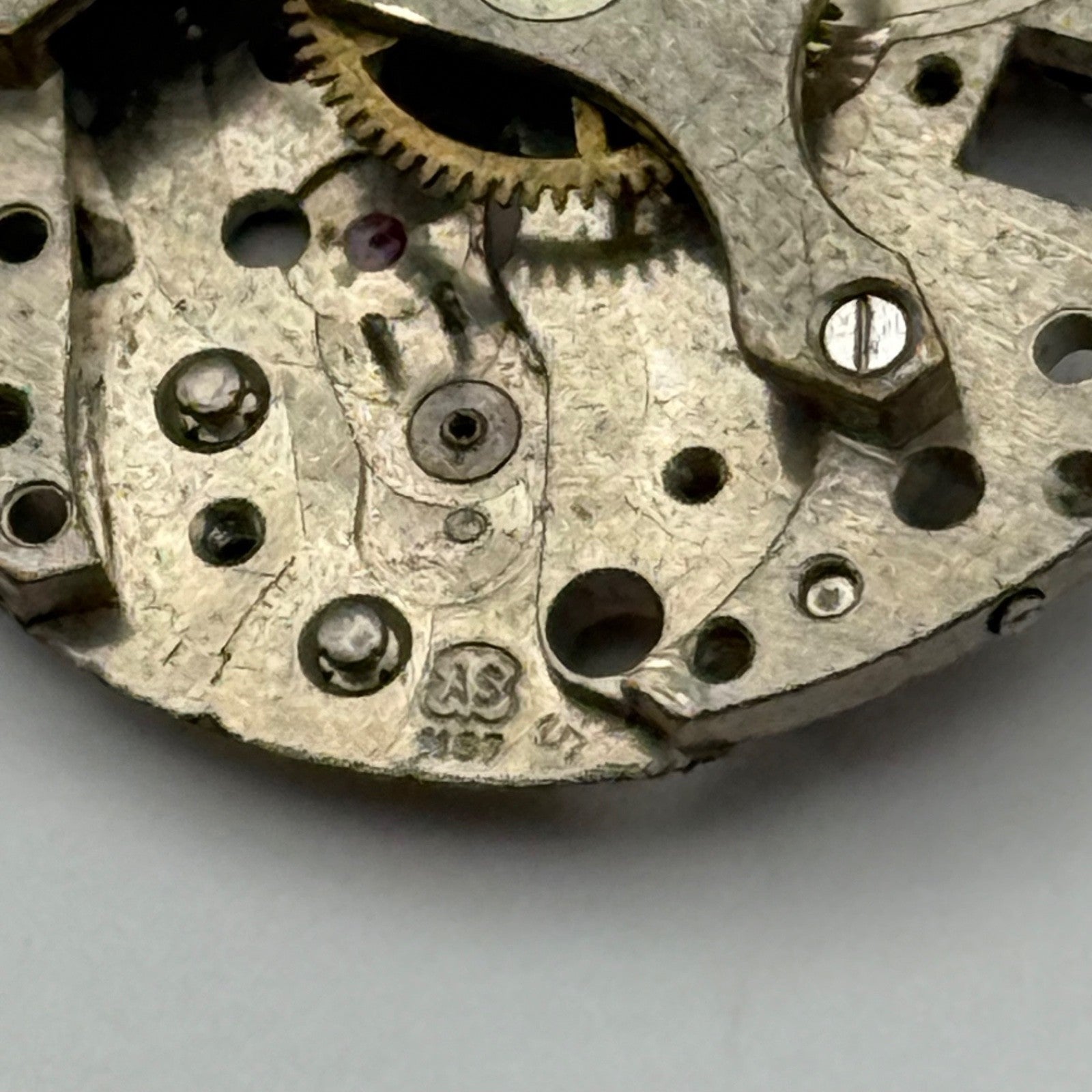 AS 1187 Watch Movement Manual Wind Vintage Swiss Incomplete Parts Repair 23.6mm