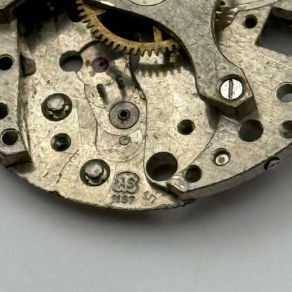 AS 1187 Watch Movement Manual Wind Vintage Swiss Incomplete Parts Repair 23.6mm