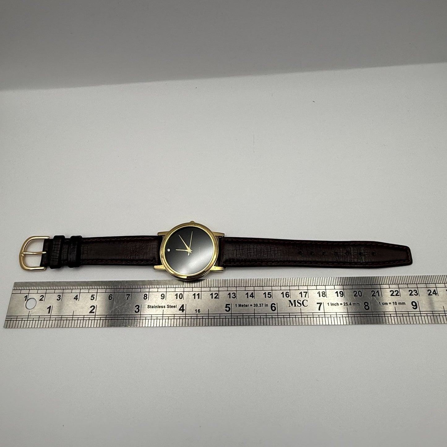 Jules Legassi Unisex Quartz Watch Genuine Diamond Black Dial Japan Working 34mm