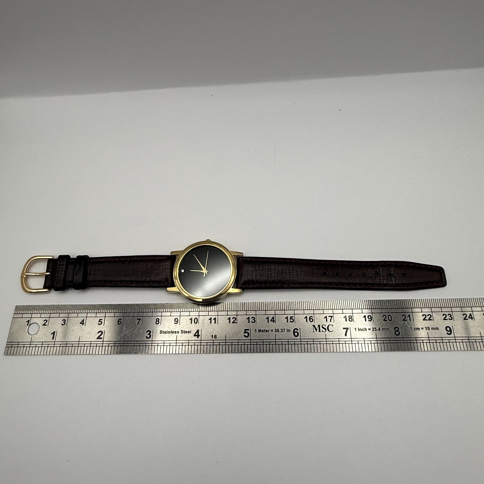 Jules Legassi Unisex Quartz Watch Genuine Diamond Black Dial Japan Working 34mm