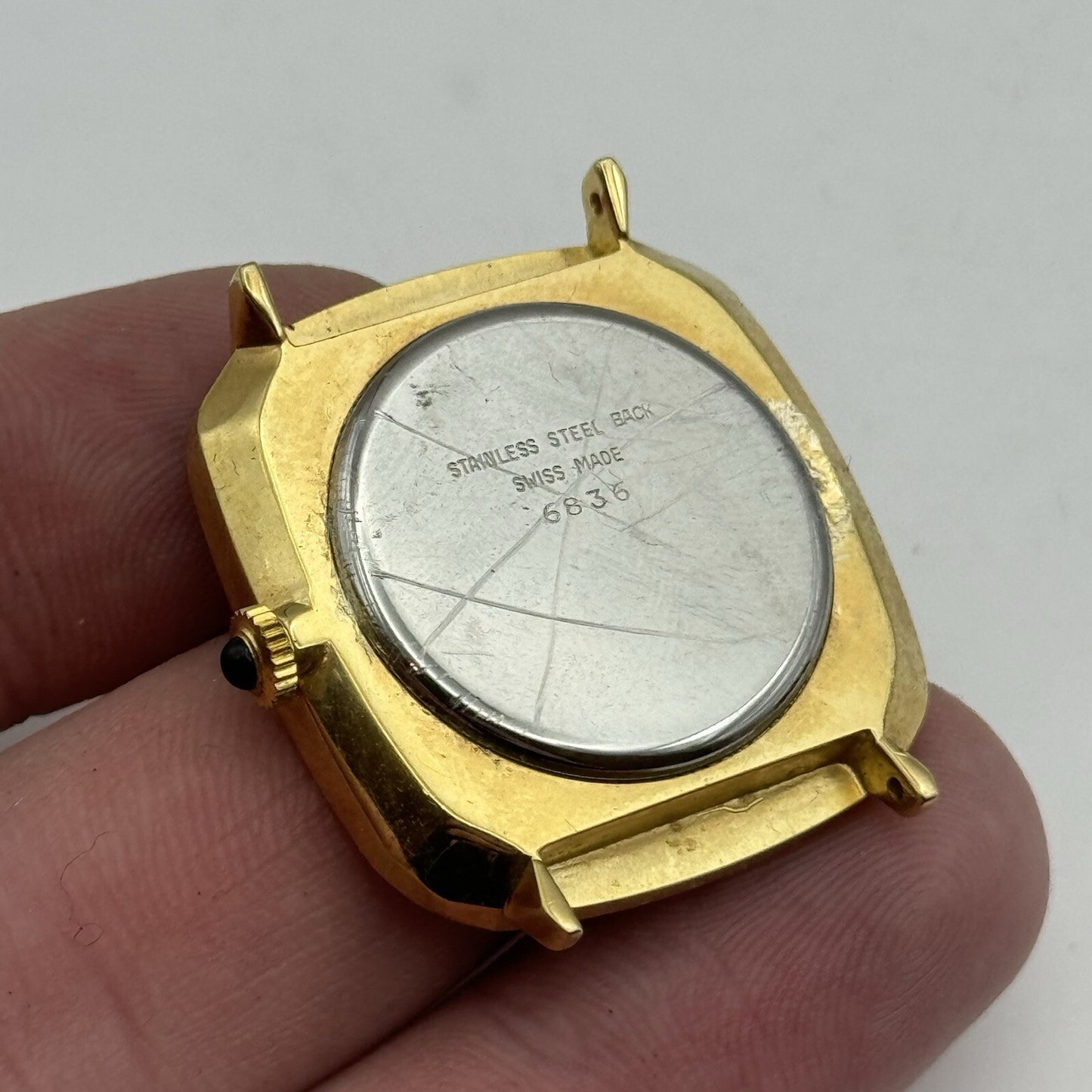 29mm Ladies Manual Wind Rone Gold Placed SwissWatch Head FOR PARTS To Restore