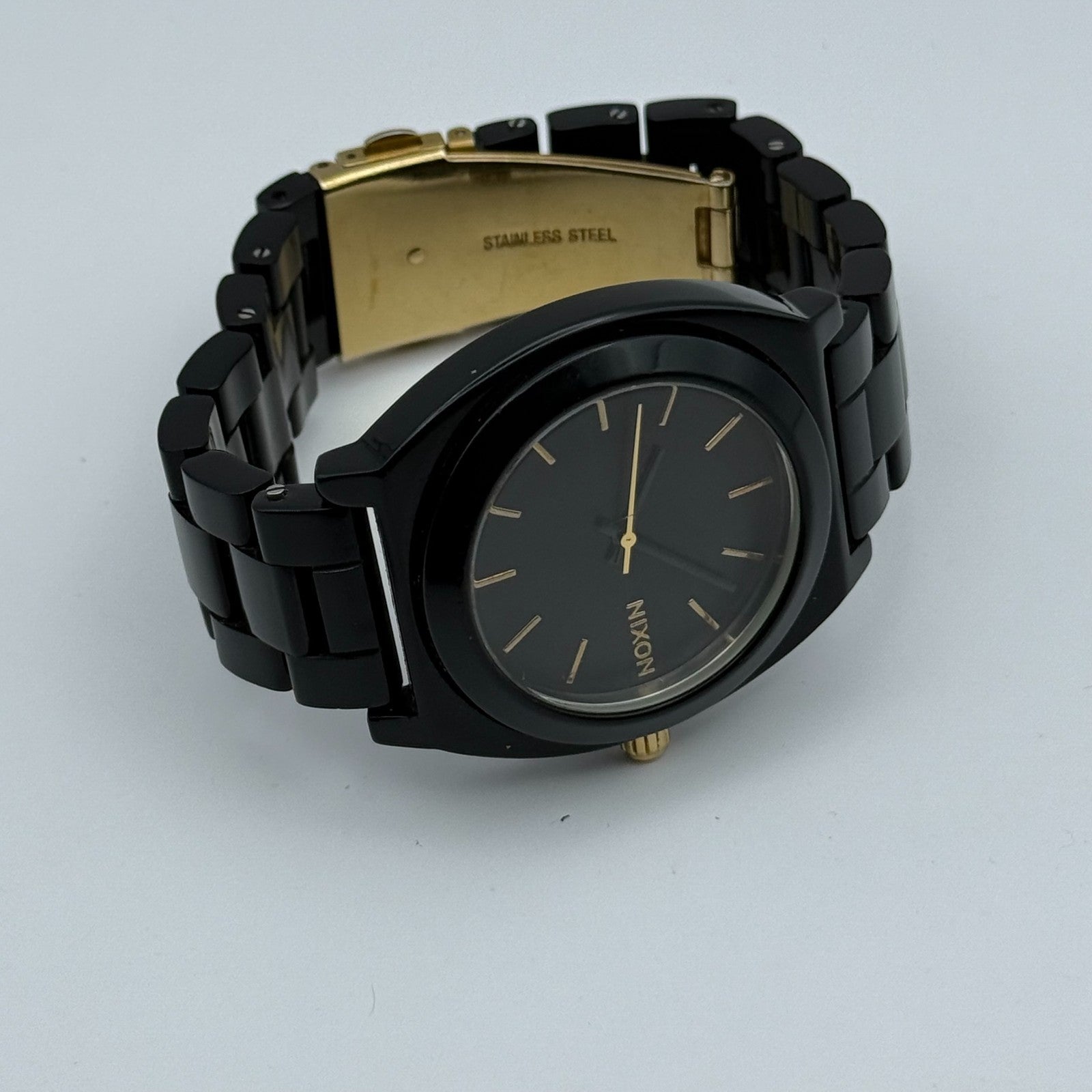 Nixon The Time Teller Acetate Men's Quartz Watch Black Japan Working 39mm