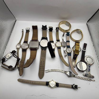 Bundle Of 16 Quartz Watches Modern / Vintage Untested Parts / Repair / Crafts