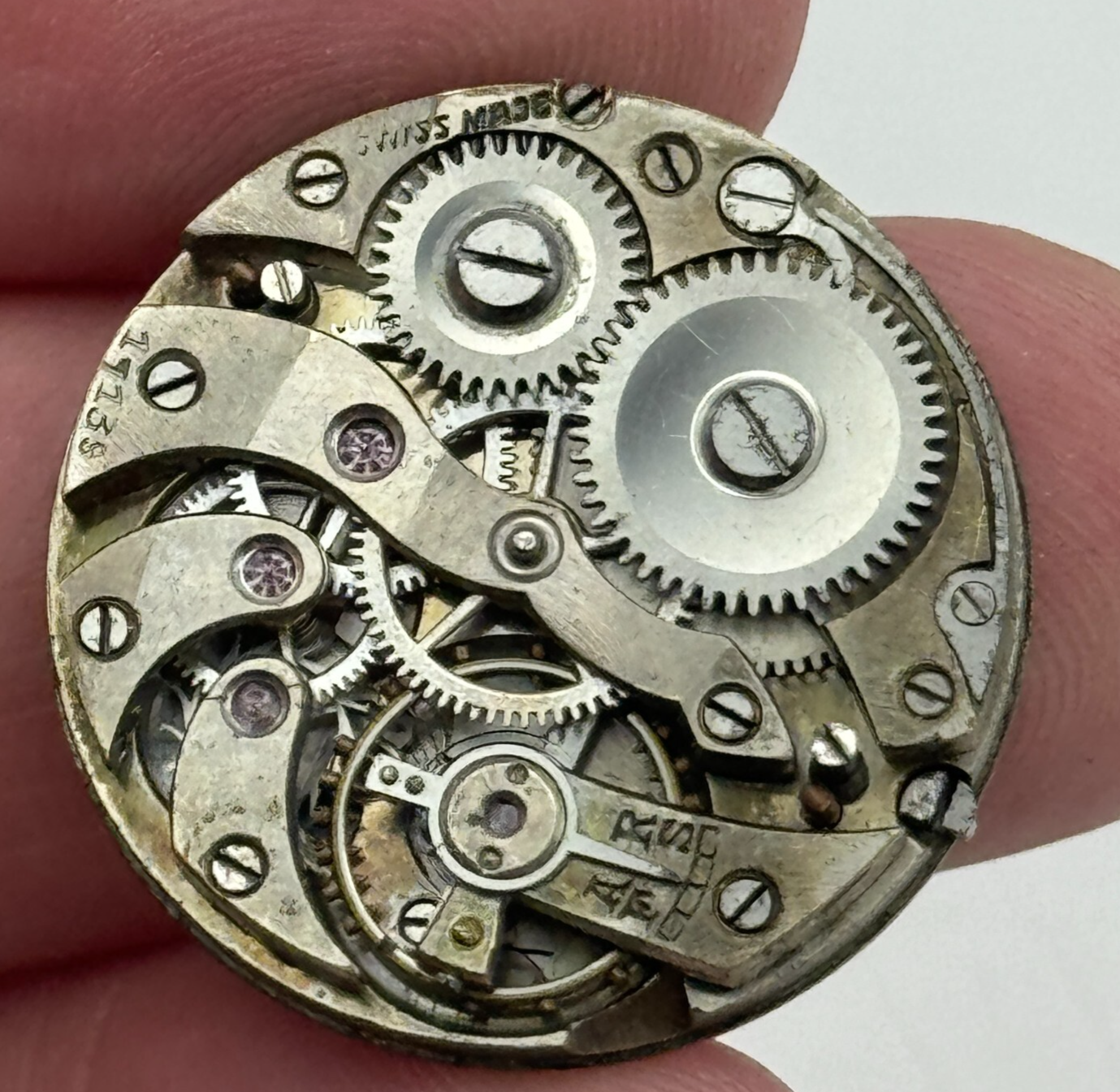 24.9mm Unidentified Swiss Balance Ok Trench Watch Movement Manual Wind PARTS