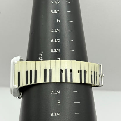 Timex Indiglo Digital Quartz Watch Piano Strap White Black Strap Working 34mm