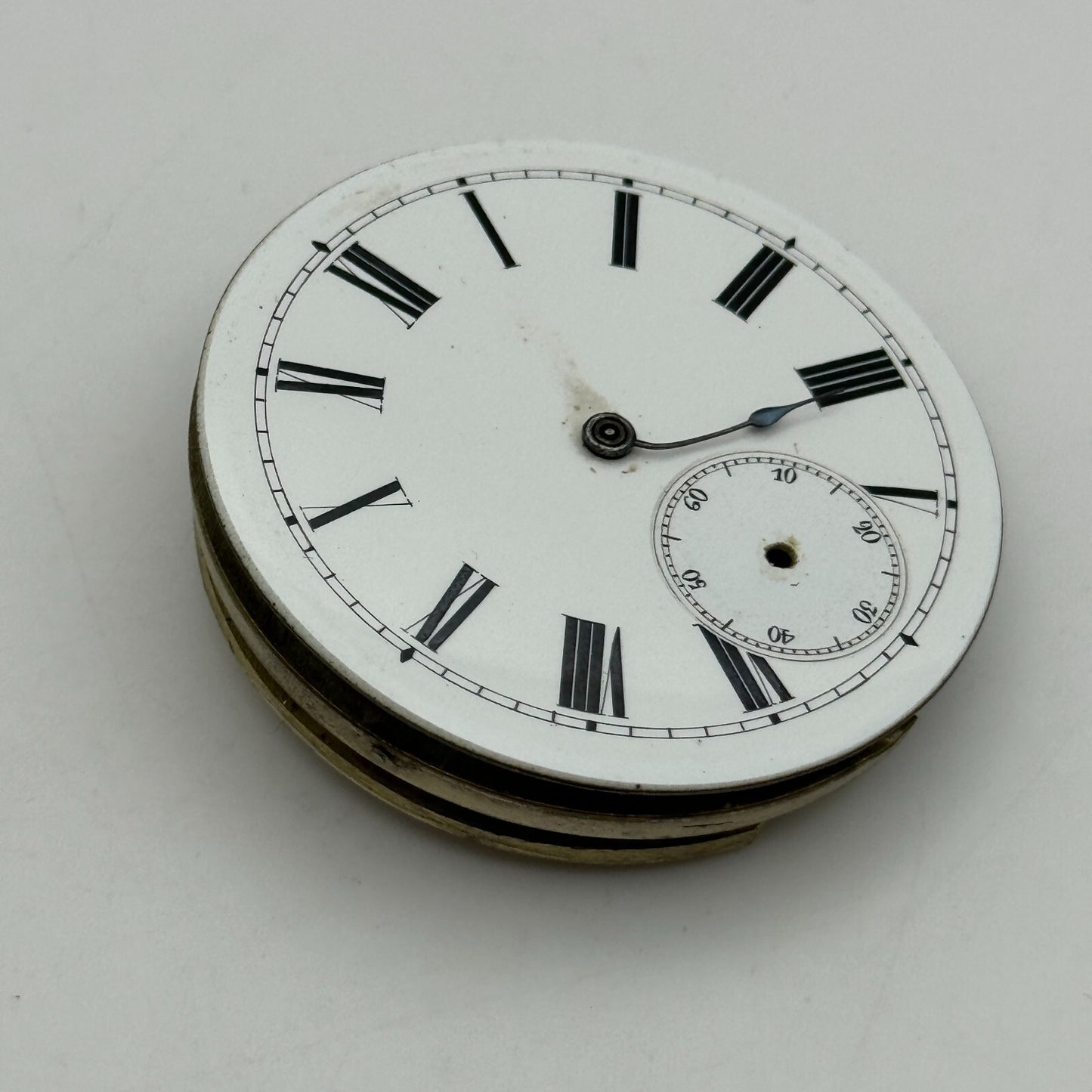 45.3mm Antique Key Wound Balance Intact Pocket Watch Movement PARTS REPAIR SPARE