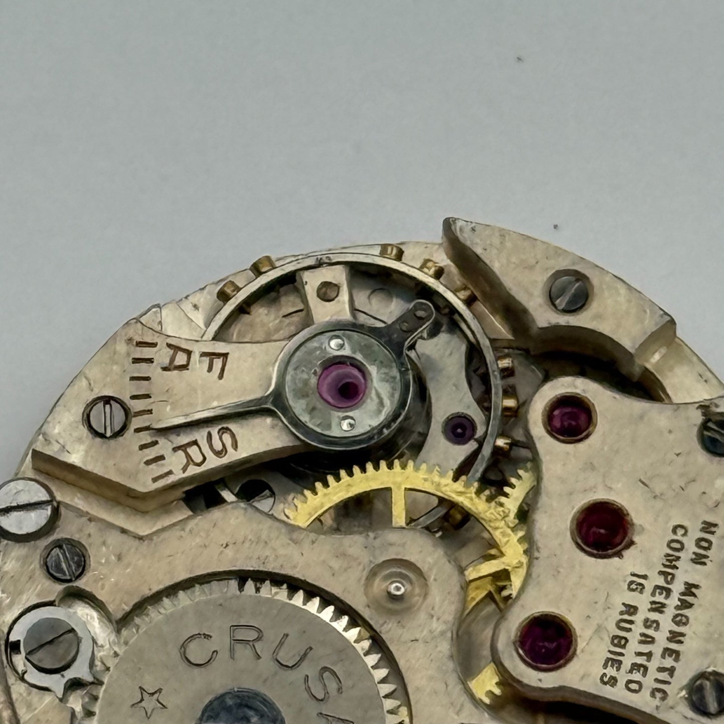 Crusader Compensated 15 Rubies Watch Movement Manual Wind Vintage Parts 23.9mm