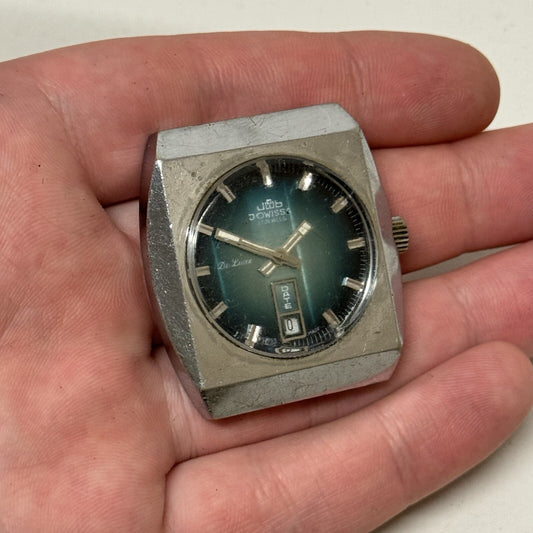37mm Gents Jowissa De Luxe Large Date Dial Watch Head FOR PARTS TO RESTORE
