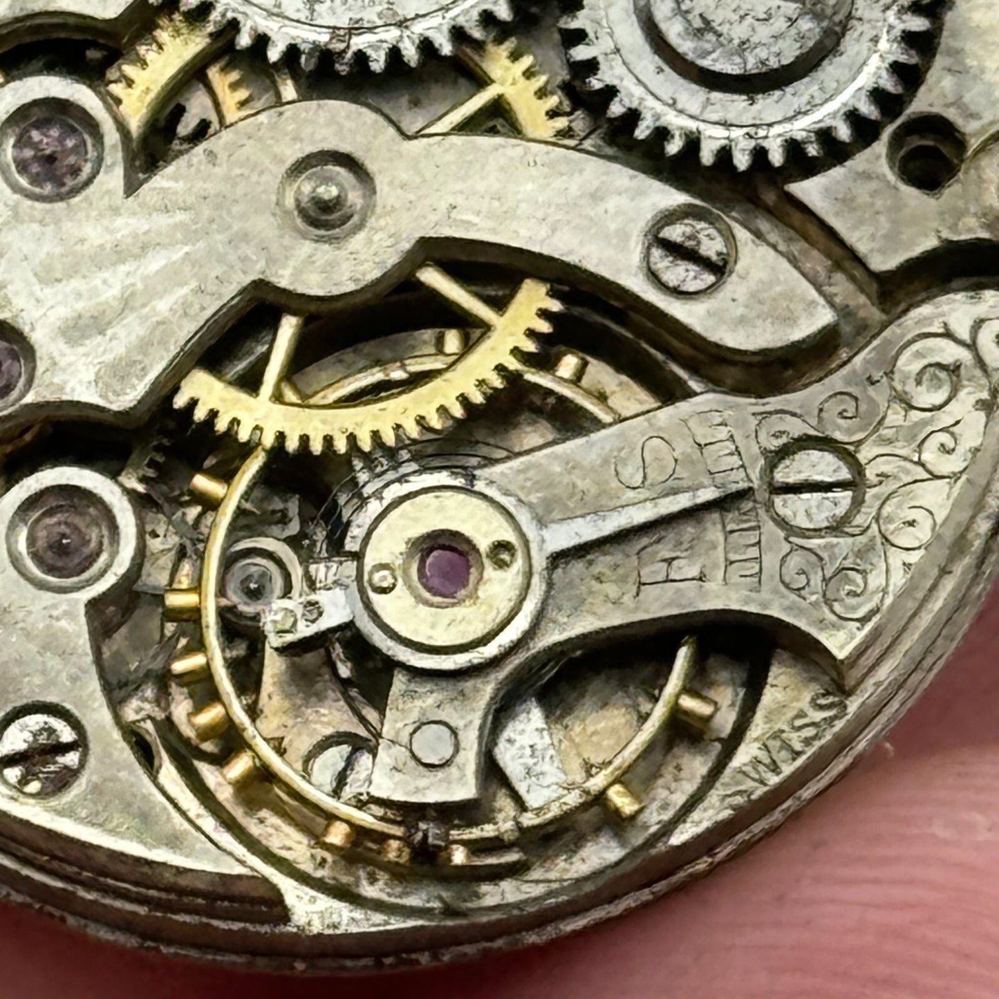 25.3mm Unidentified Trench Watch Movement & Dial Manual Wind Vintage Swiss PARTS