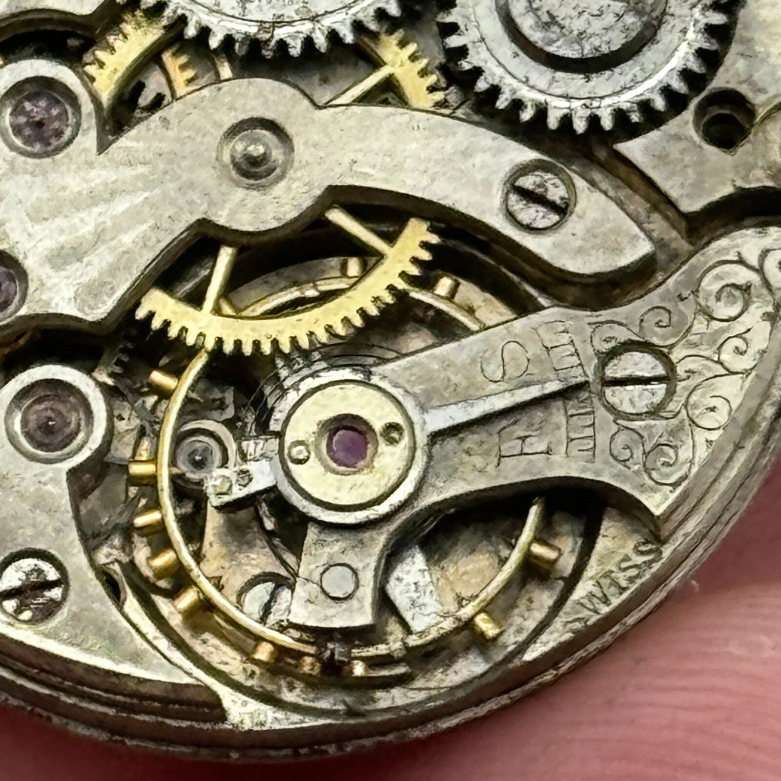 25.3mm Unidentified Trench Watch Movement & Dial Manual Wind Vintage Swiss PARTS