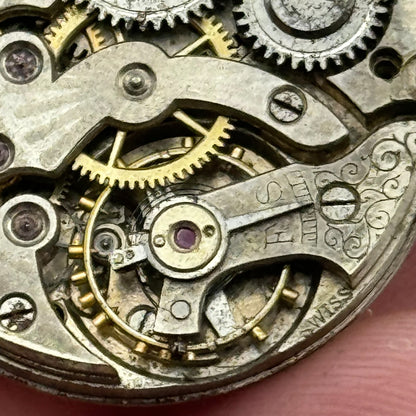 25.3mm Unidentified Trench Watch Movement & Dial Manual Wind Vintage Swiss PARTS