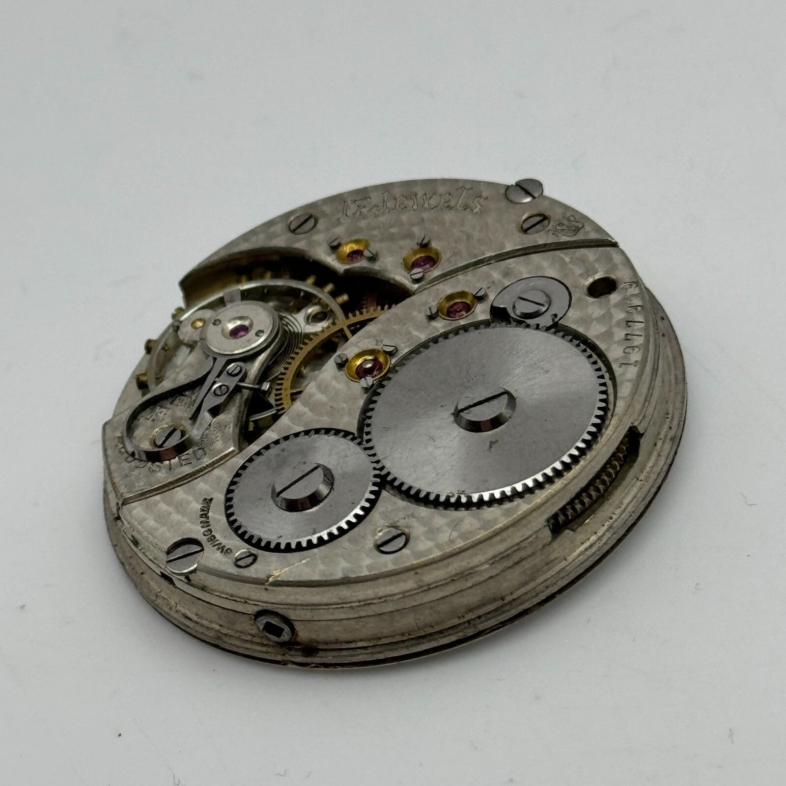 43.1mm Unidentified High Grade Open Face 17 Jewels Pocket Watch Movement PARTS
