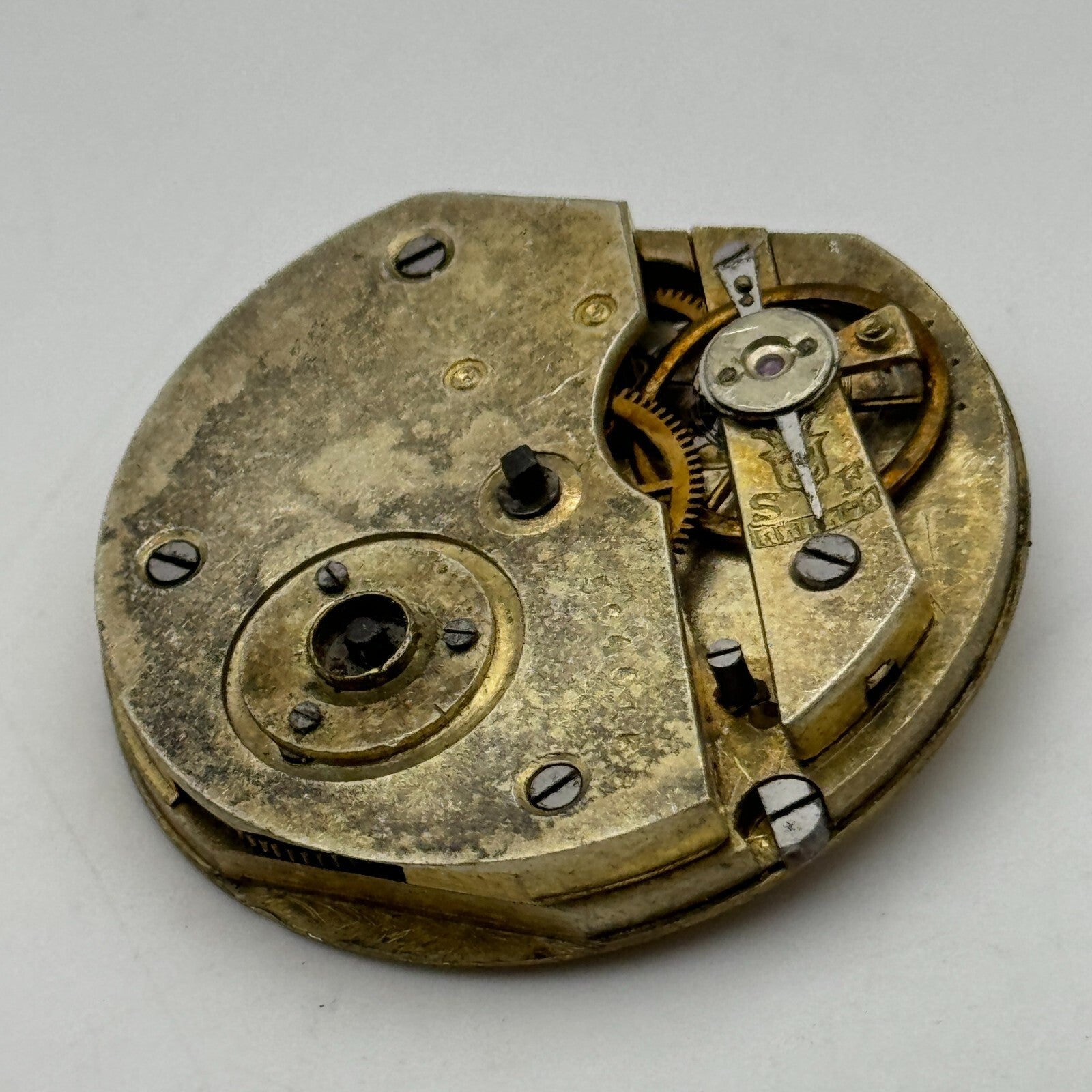 35.9mm Antique Interesting Key Wound Pocket Watch Movement PARTS REPAIR SPARES