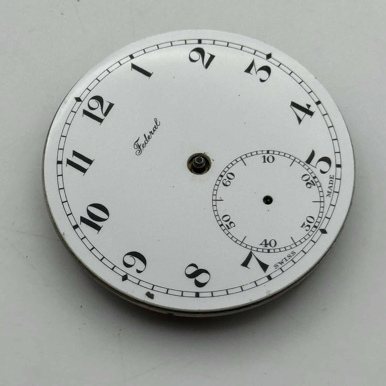 42.9mm Manual Wind Federal Porcelain Dial Pocket Watch Movement FOR PARTS