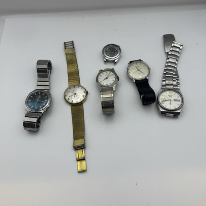 Bundle Of 6 Vintage Men’s Watches Mechanical Wind Up Job Lot Parts Repair Spares