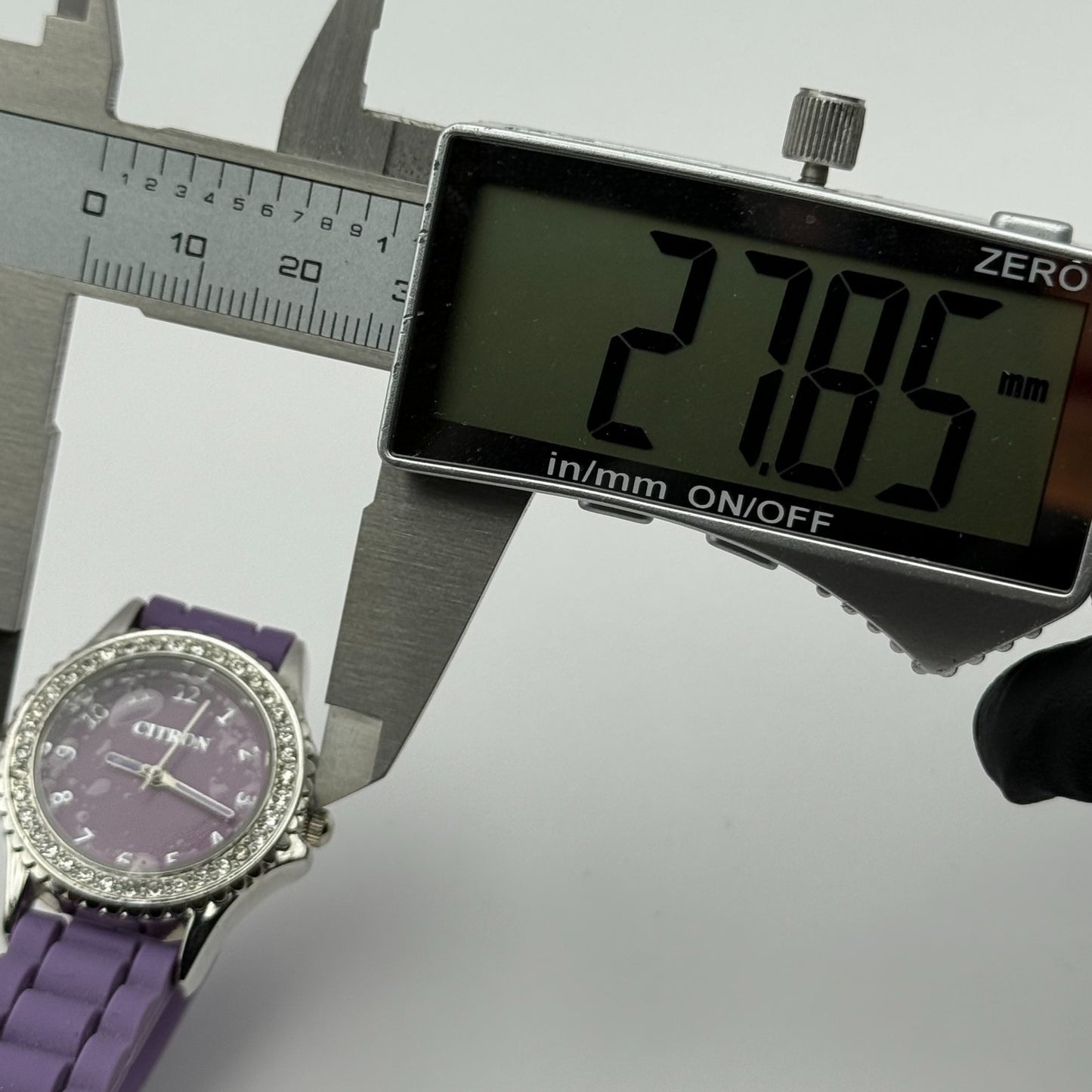 Citron Ladies Quartz Watch Crystal Accents Purple Strap Working 27mm New Battery