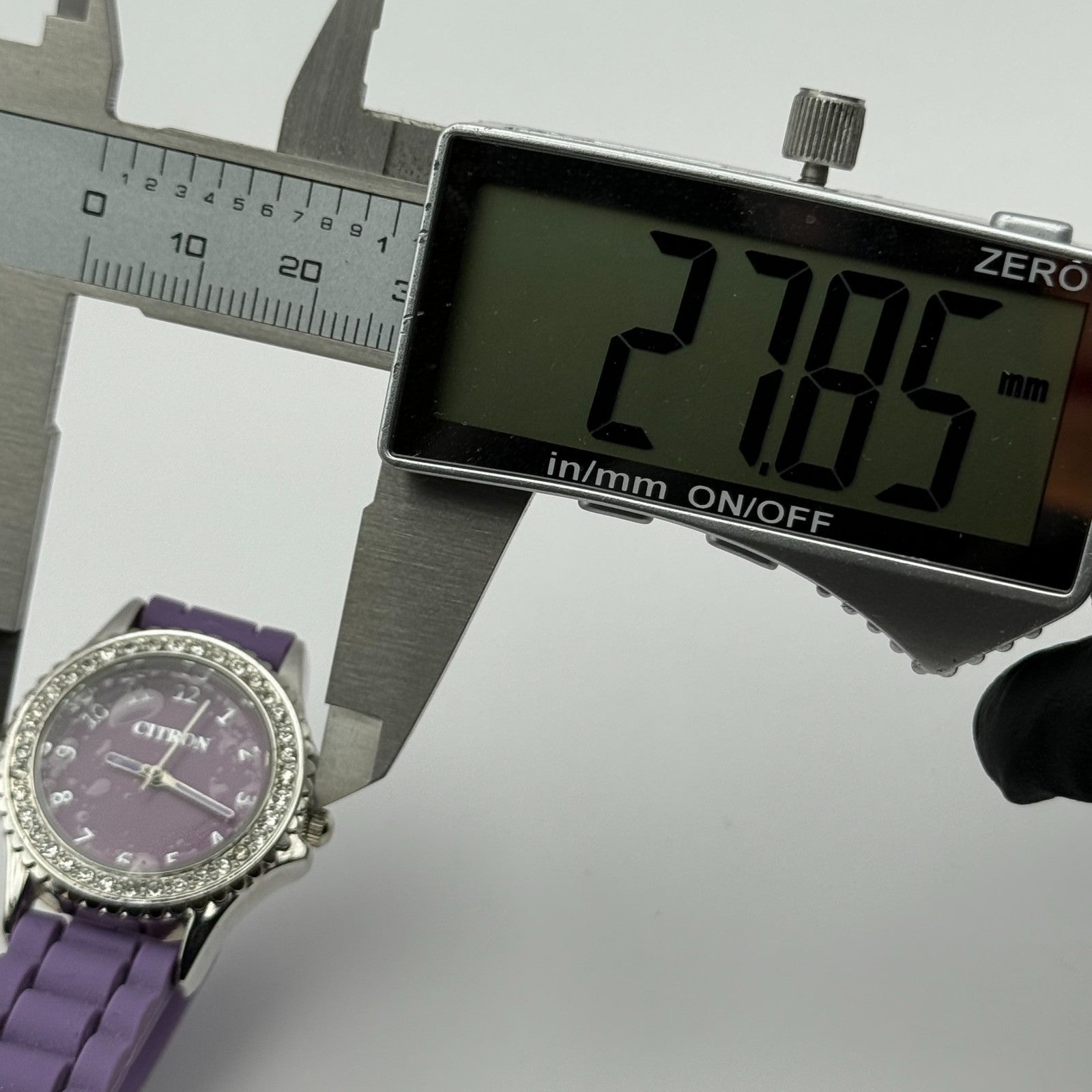 Citron Ladies Quartz Watch Crystal Accents Purple Strap Working 27mm New Battery