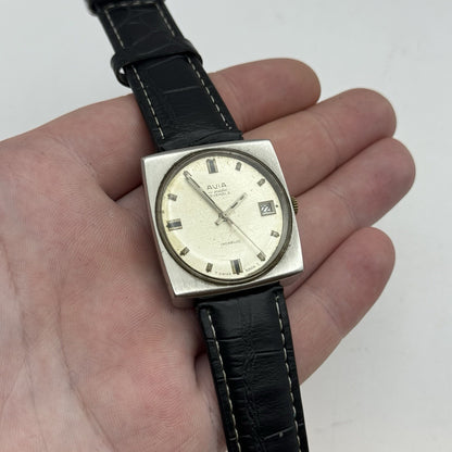 32mm Mens Avia Matic Automatic Sweep Seconds Square Watch FOR PARTS TO RESTORE