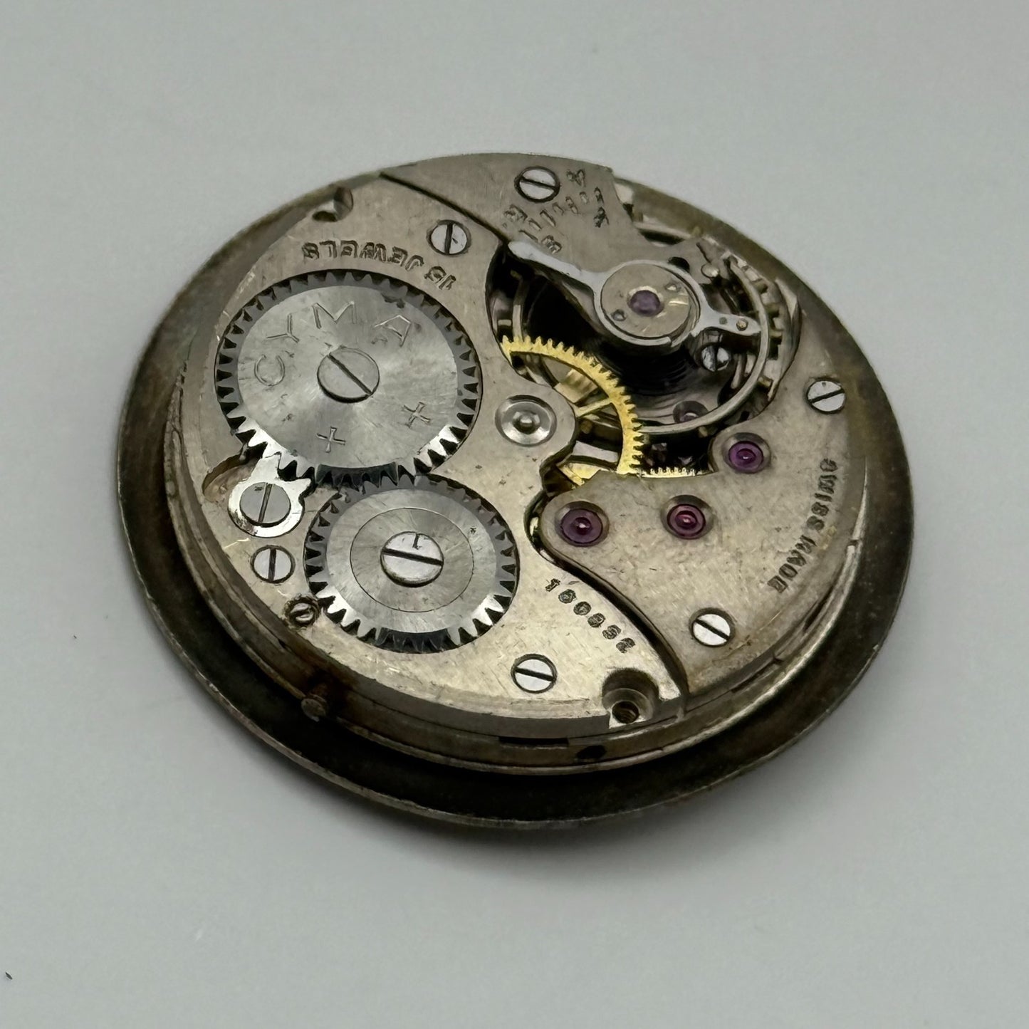 Cyma 162 Watch Movement Manual Wind Vintage Swiss 15 Jewels Parts Repair 23.5mm