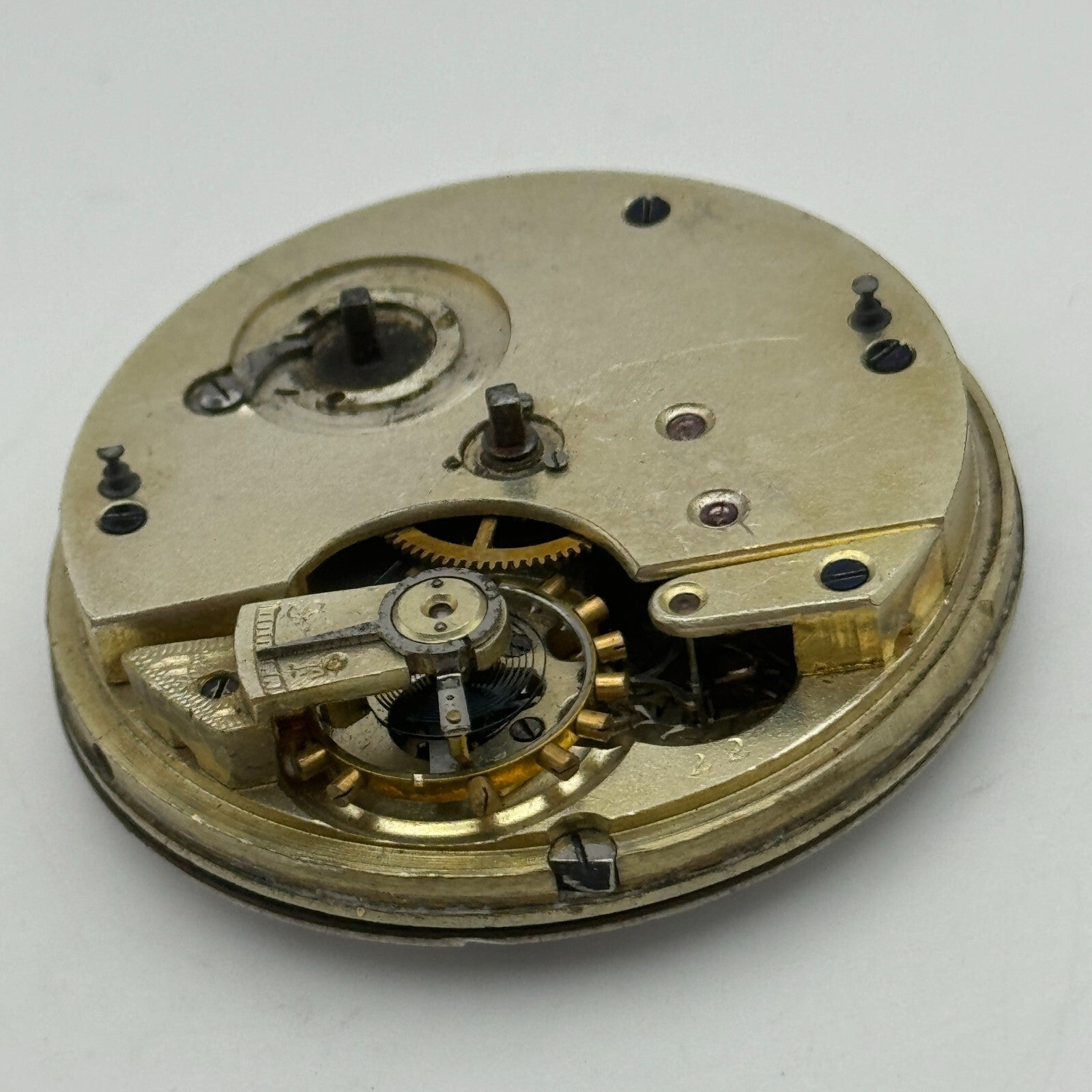 44.8mm Antique Henry E Peck London Swiss Key Wound Pocket Watch Movement PARTS