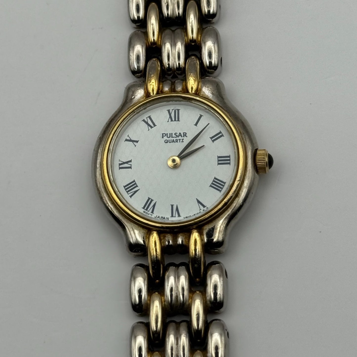 Pulsar Ladies Quartz Watch White Dial Two Tone Bracelet Japan Working 26mm