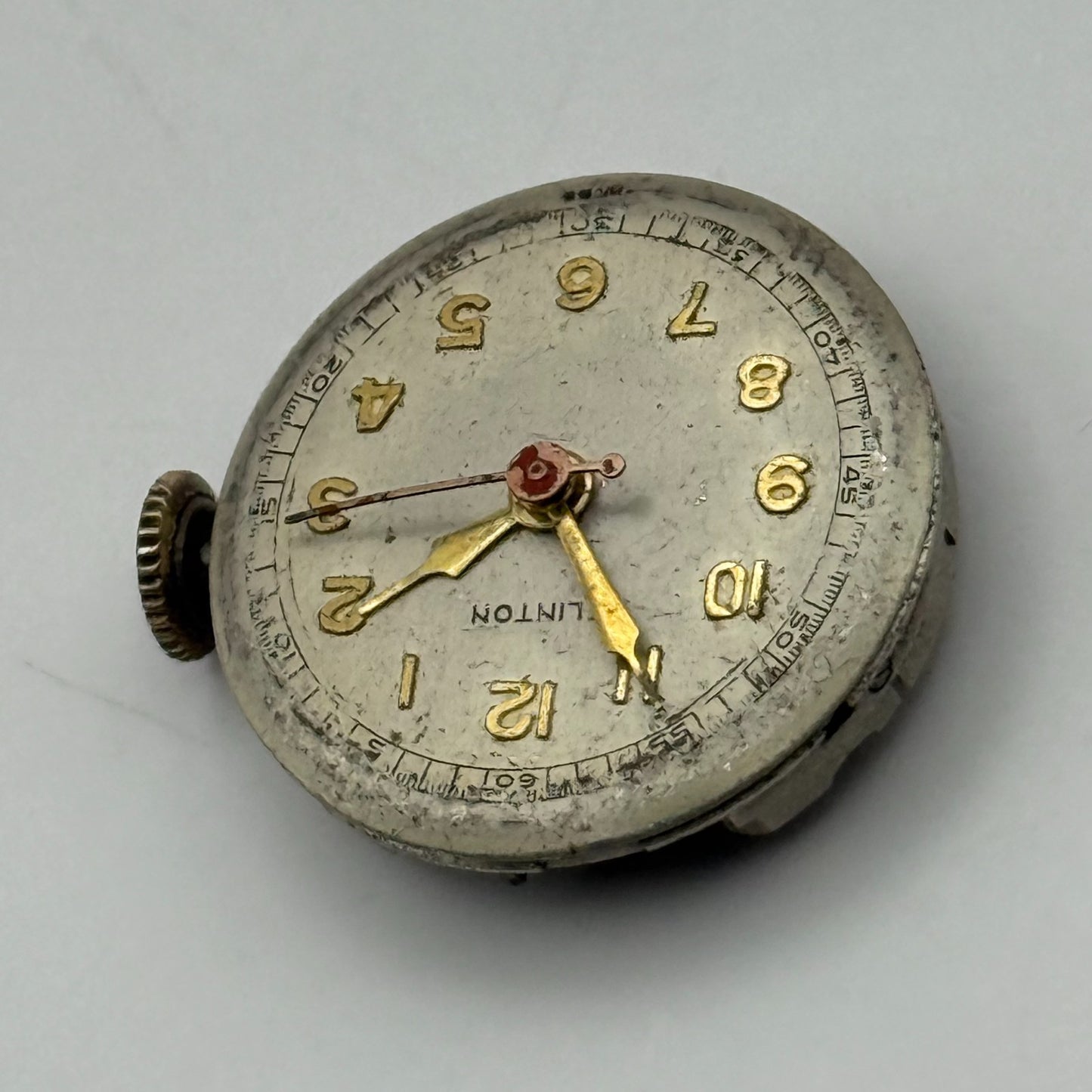 Clinton Sweep Seconds Watch Movement Running Manual Wind Vintage Parts 19.7mm