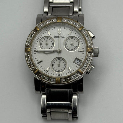 Bulova Swiss Chronograph Watch Quartz Date Dial 29mm C837317 Bracelet Ladies