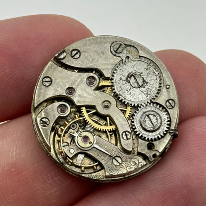 25.3mm Unidentified Trench Watch Movement & Dial Manual Wind Vintage Swiss PARTS