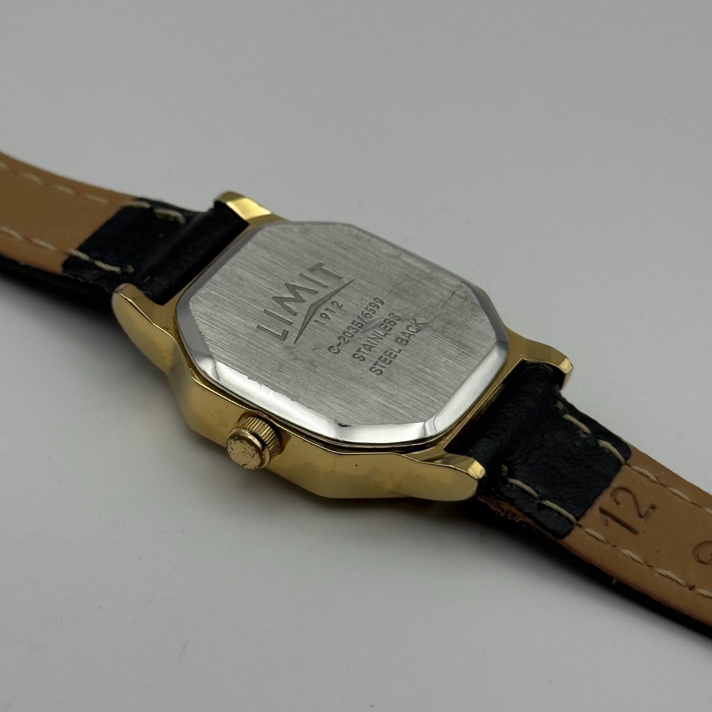 Limit 1912 Ladies Quartz Watch White Dial Black Leather Strap Working 22mm