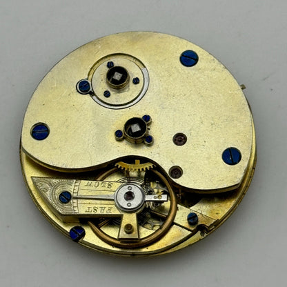 38.5mm Antique Unidentified Key Wound Pocket Watch Movement PARTS SPARES REPAIRS