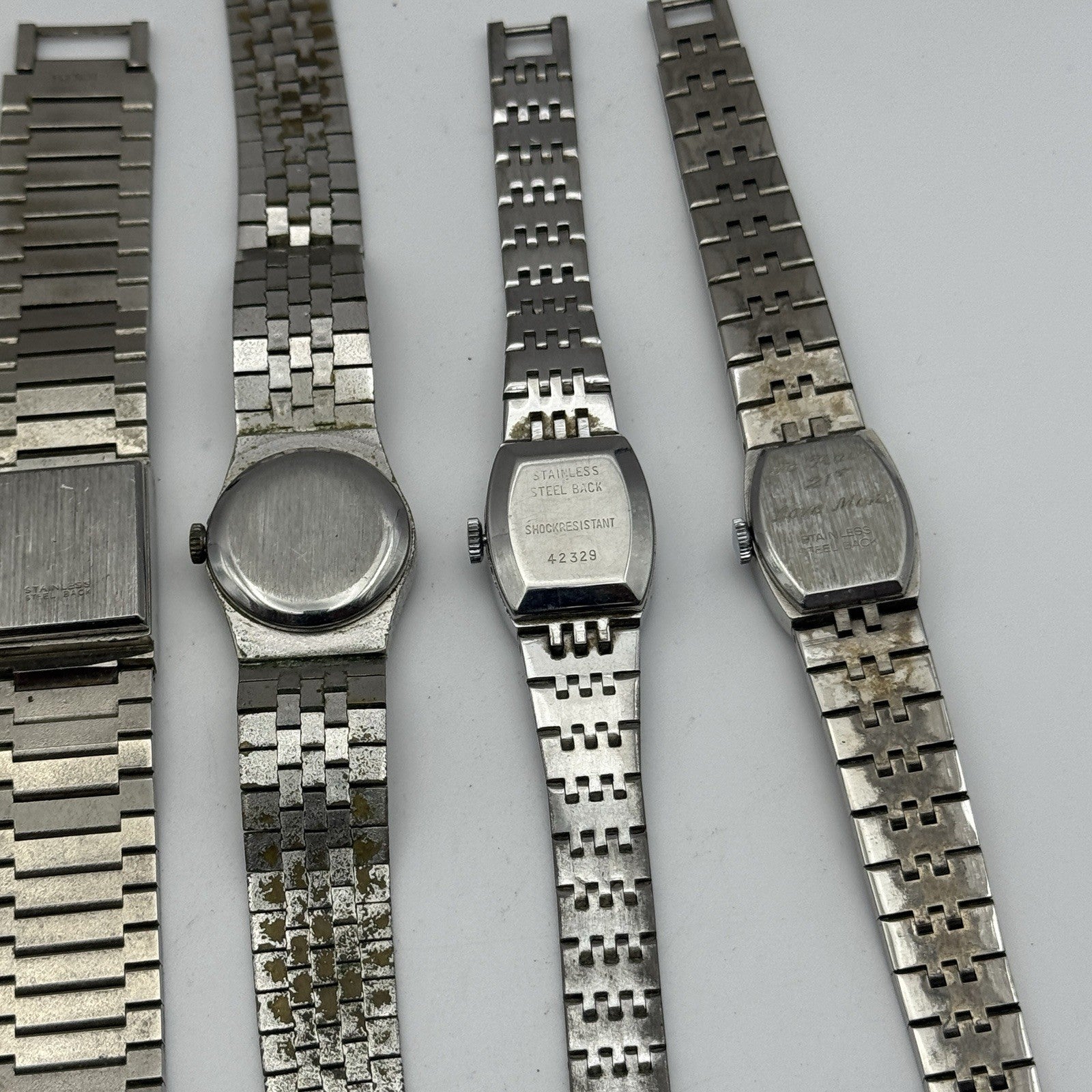 Bundle Of 9 Vintage Silver Tone Bark Affect Watches Mechanical Job Lot To Repair