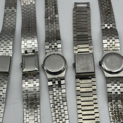 Bundle Of 9 Vintage Silver Tone Bark Affect Watches Mechanical Job Lot To Repair