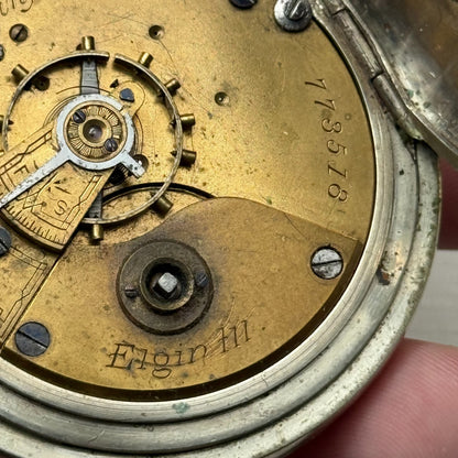 Elgin Grade 7 Pocket Watch Antique Illinois Sub Seconds Key Wound Parts American