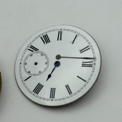 42.7mm Antique Key Wound Balance Intact Pocket Watch Movement Dial Hands PARTS