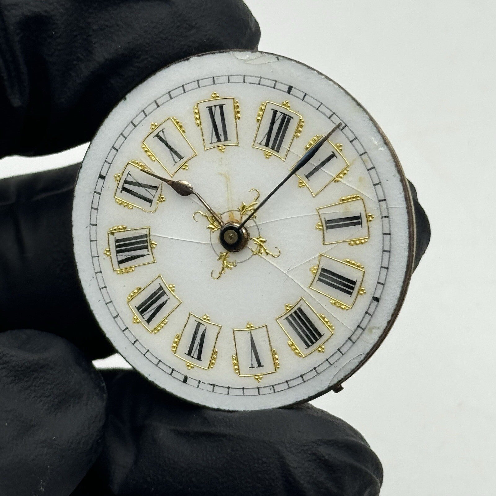 34.4mm Beautiful Patterned Dial Cylinder Pocket Watch Movement FOR PARTS