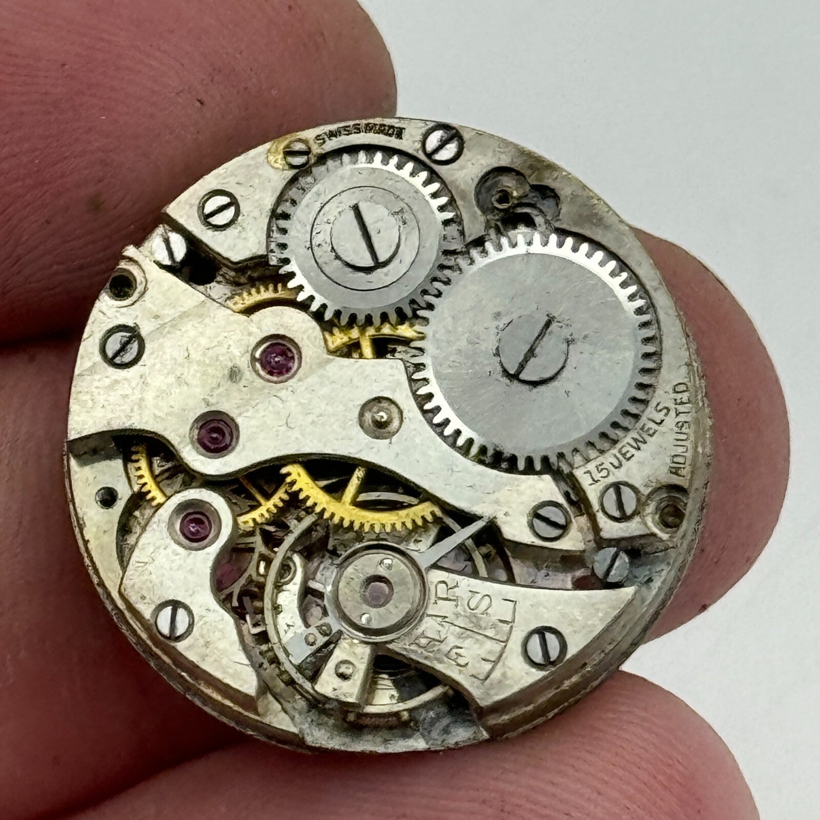 23.6mm FHF 1 Manual Wind 15 Jewels Watch Movement Swiss Vintage PARTS REPAIR