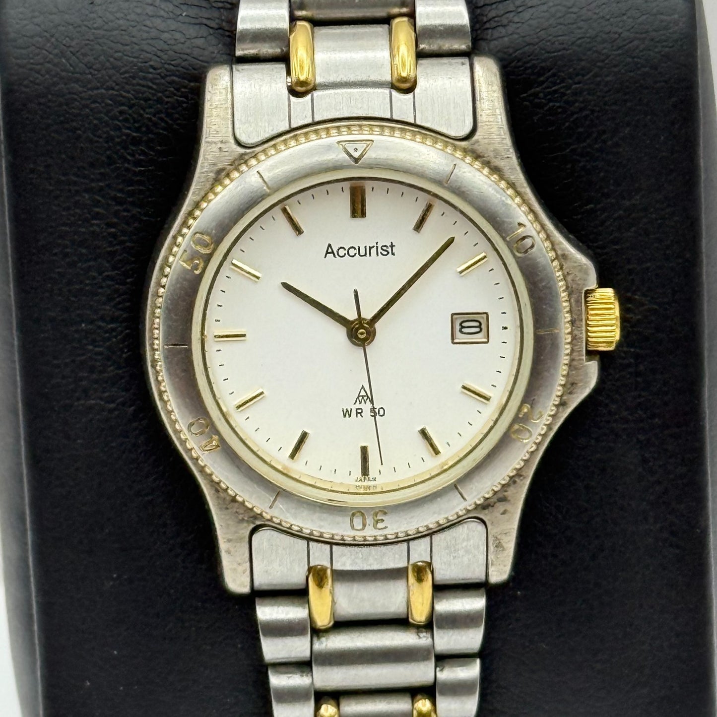 29mm Working Ladies Accurist WR50 Two Tone Date Dial Quartz Watch 5.5 Inches