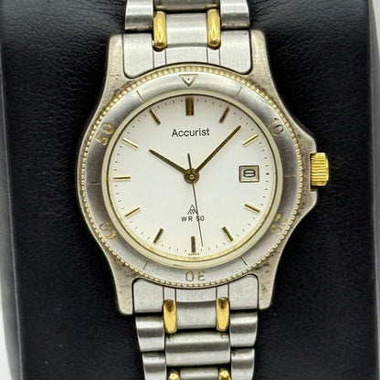 29mm Working Ladies Accurist WR50 Two Tone Date Dial Quartz Watch 5.5 Inches
