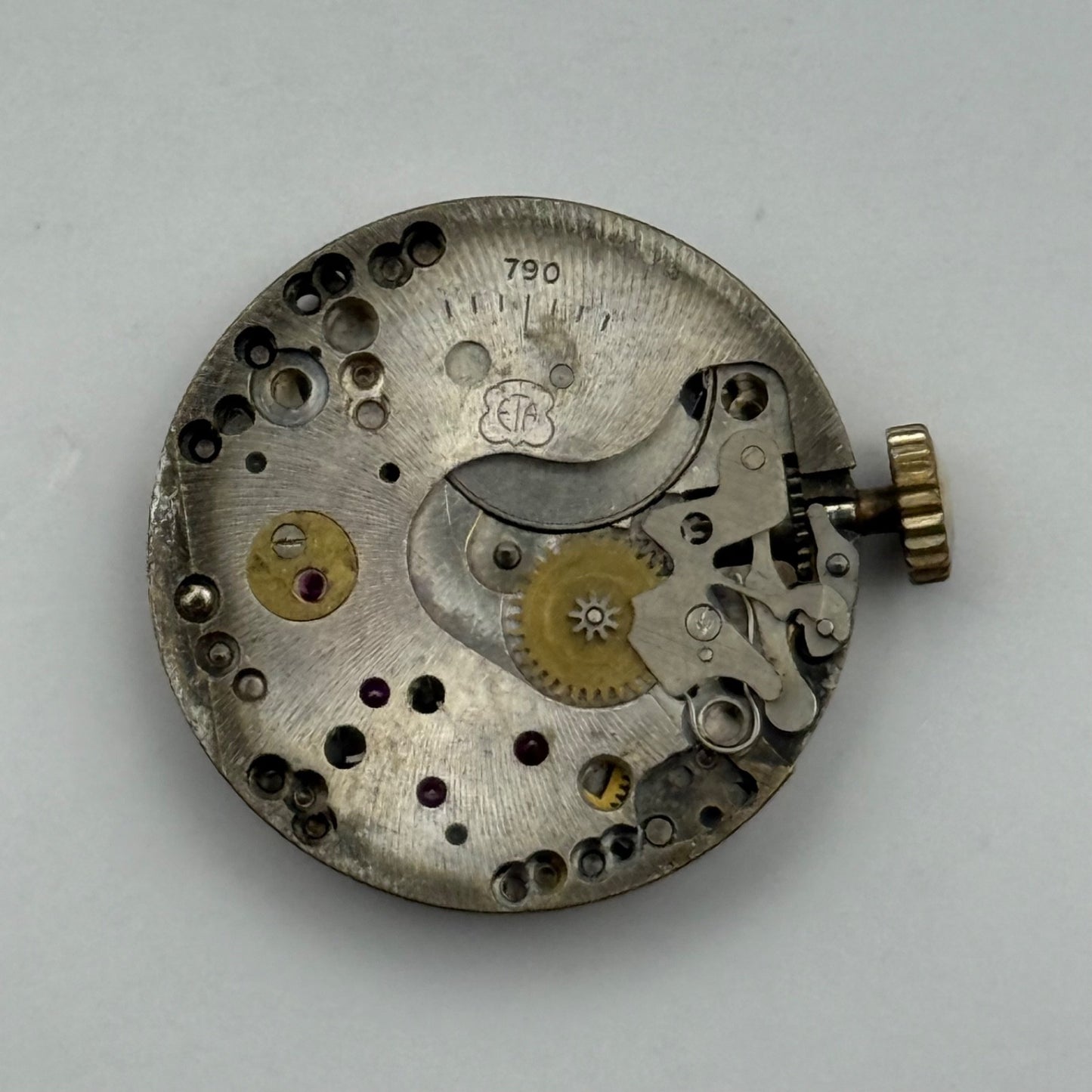 ETA 790 Novera Watch Movement Manual Wind Vintage Swiss Incomplete Parts 19.6mm