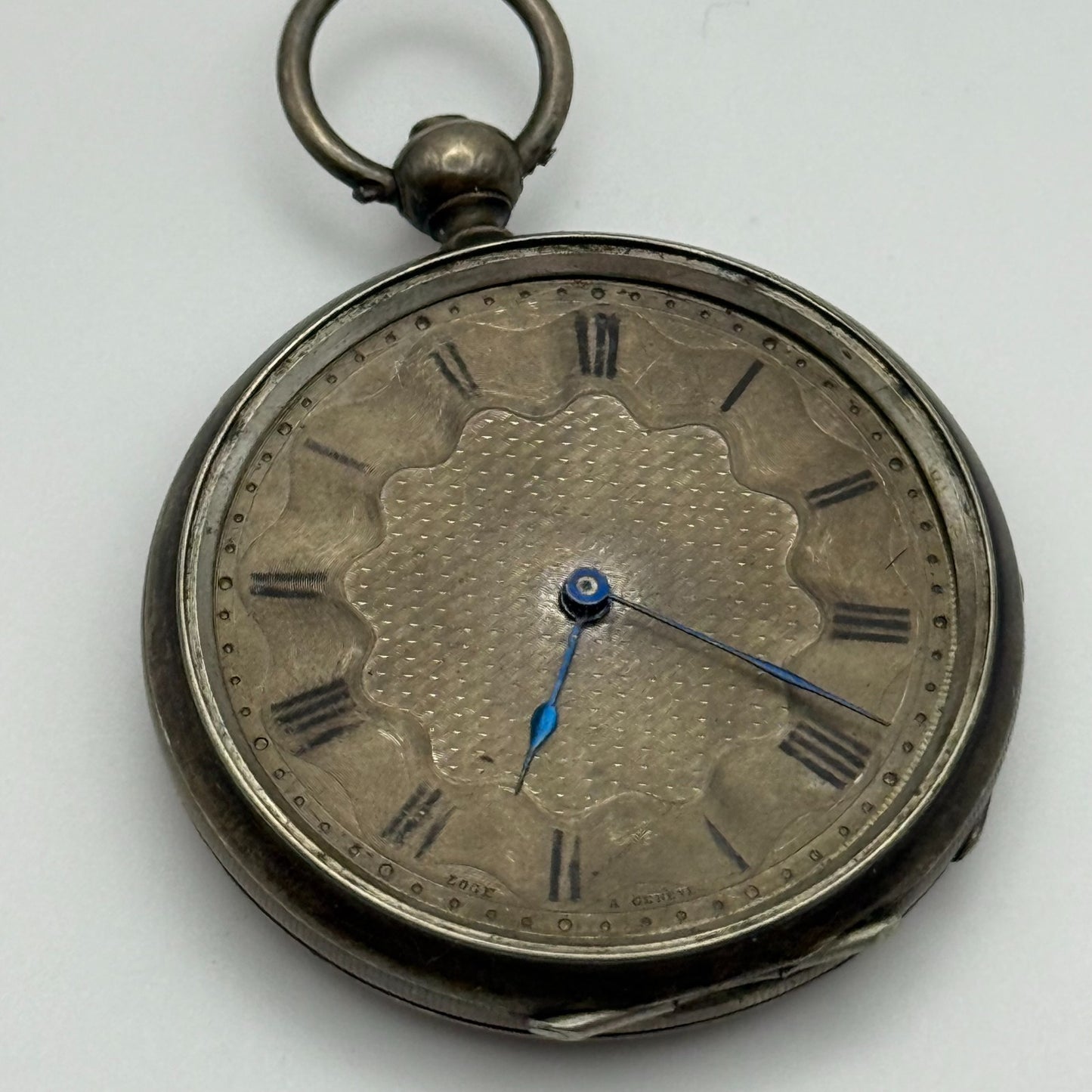 42mm Antique Argent Silver Cylinder Escapement Pocket Watch PARTS REPAIR