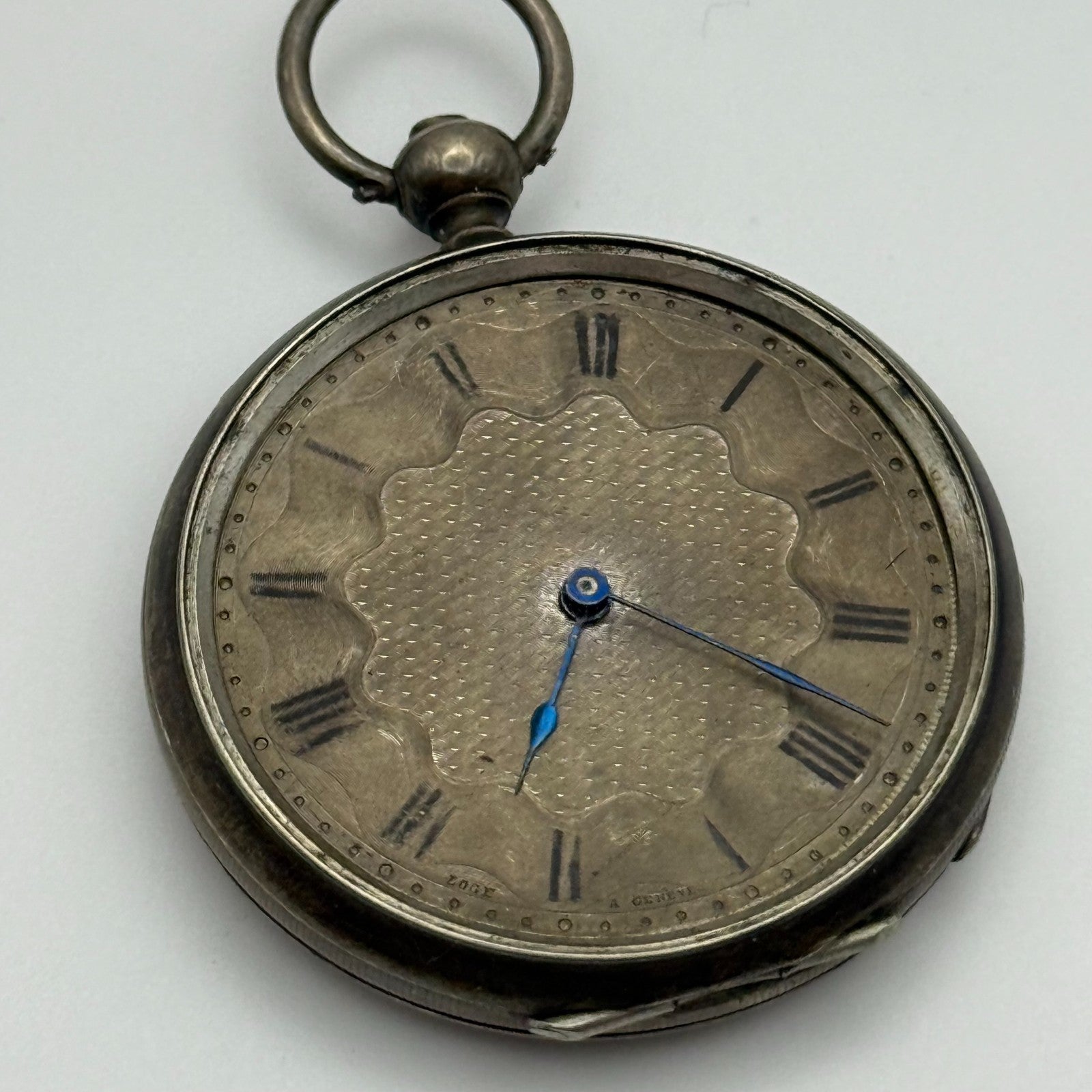 42mm Antique Argent Silver Cylinder Escapement Pocket Watch PARTS REPAIR