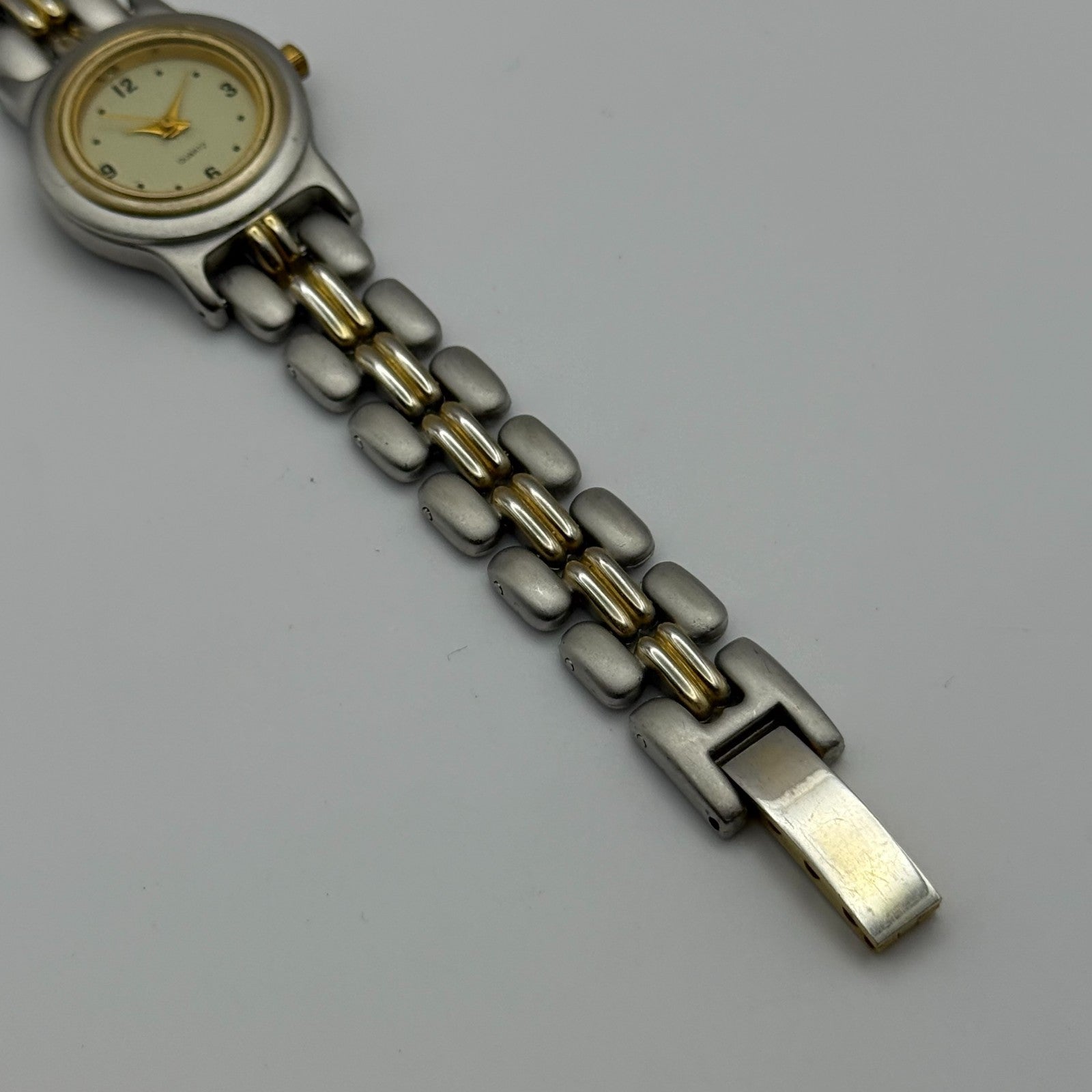 25mm Working Ladies Yves Rocher Two Tone Quartz Bracelet Watch 6.5 Inches