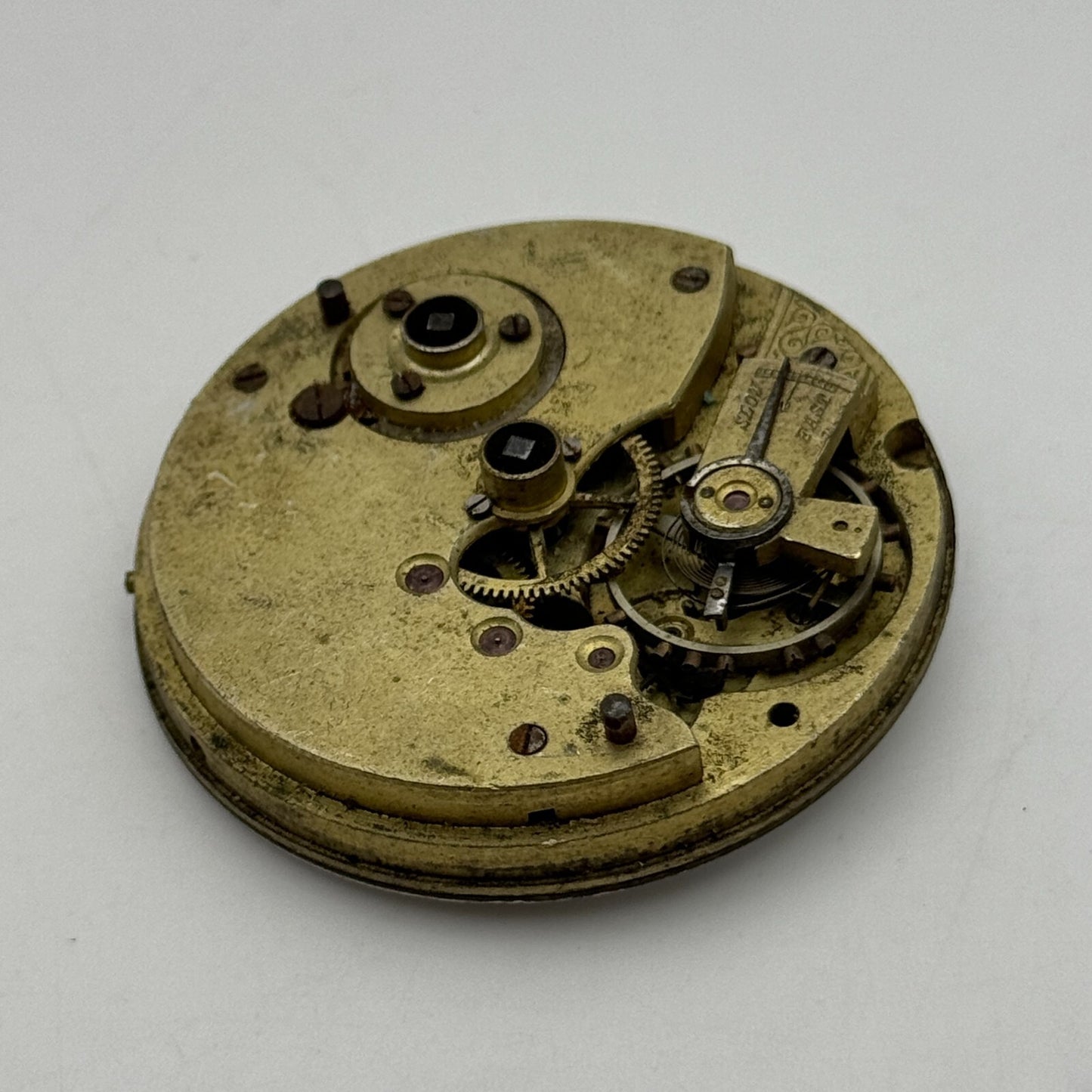 43mm Antique W E Watts The Greenwich Lever Key Wound Pocket Watch Movement PARTS