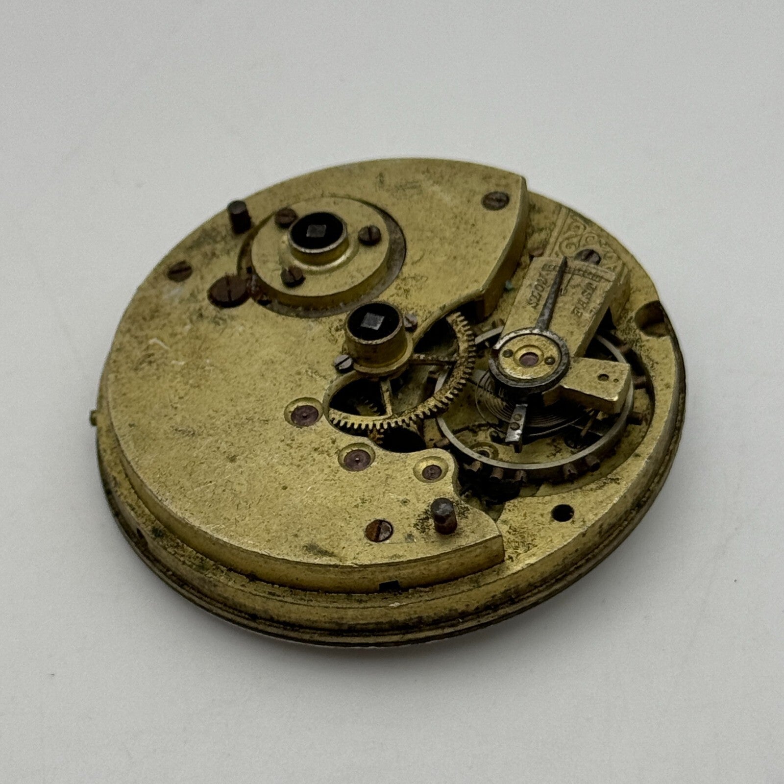 43mm Antique W E Watts The Greenwich Lever Key Wound Pocket Watch Movement PARTS