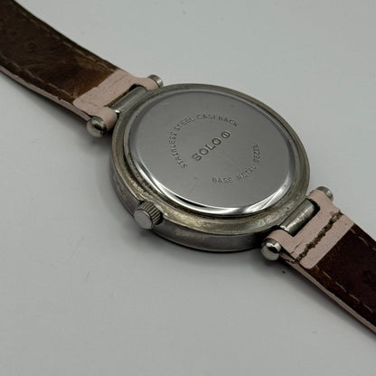 Solo Ladies Quartz Watch MOP Dial Crystal Accents Leather Strap Working 33mm