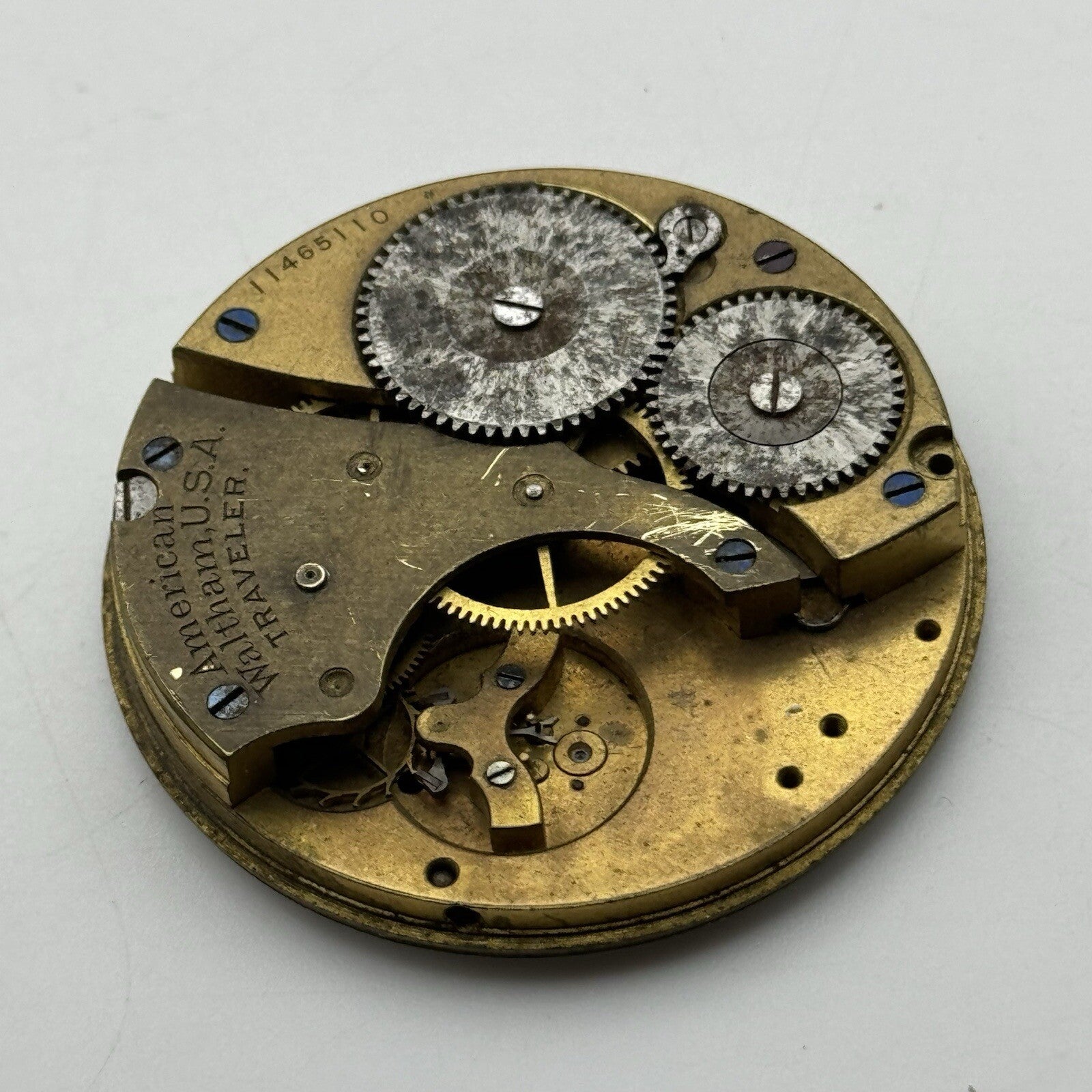 43.1mm Manual Wind Waltham Traveler Model Hunter Pocket Watch Movement FOR PARTS