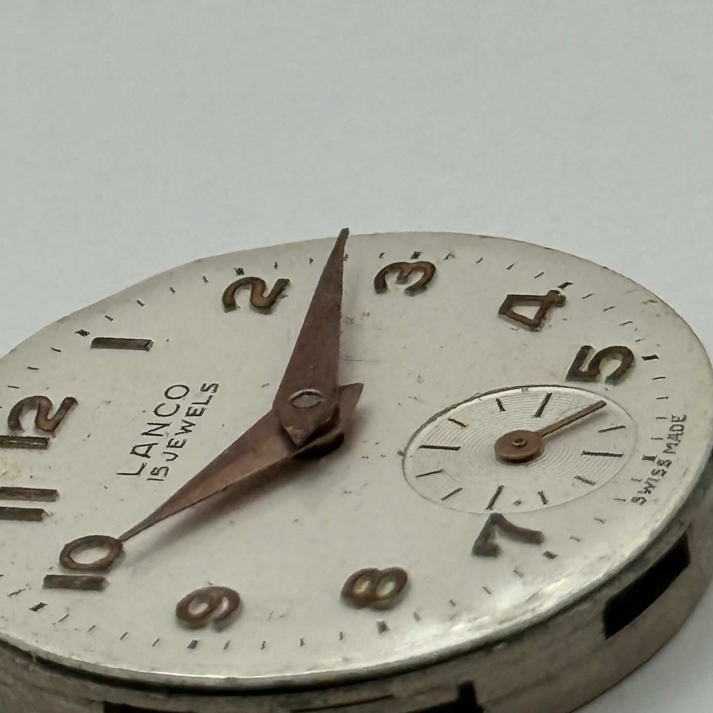 Lanco 1022 Watch Movement Manual Wind Vintage Swiss 15 Jewels Parts 23.5mm
