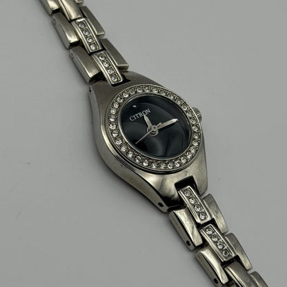 Citron BLC202 Ladies Quartz Watch Black Dial Silver Tone Bracelet Working 21mm