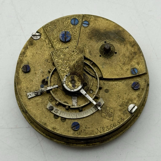 42.8mm Lancashire Watch Co Prescott Trademarked Pocket Watch Movement FOR PARTS